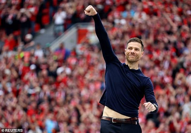 Coach Xabi Alonso was delighted and punched the air as he climbed to the presentation podium.