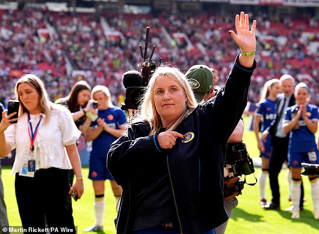 It was a fairytale farewell for outgoing coach Emma Hayes (pictured), who will end her time at the club with seven WSL titles.