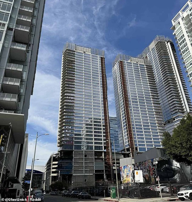 The Oceanwide Plaza condominiums were intended to be a billion-dollar luxury apartment building and commercial space, but they have fallen into disrepair as they have been vacant for years.