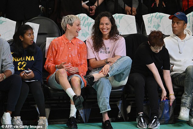 Sports power couple Megan Rapinoe and Sue Bird were among the fans at the game.