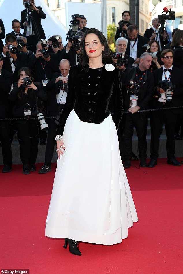 The French actress, 43, made a stunning arrival at the annual event, as she posed for photos in a stunning black and white ensemble.