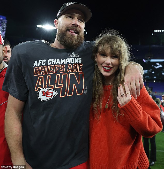 Taylor was frequently seen supporting Travis at his Kansas City Chiefs games during the NFL season; seen with him at M&T Bank Stadium in Baltimore in January