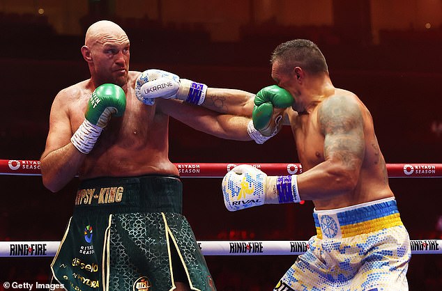 Usyk (right) returned late in the fight to seal the victory against Fury, knocking down the British fighter in the ninth round.