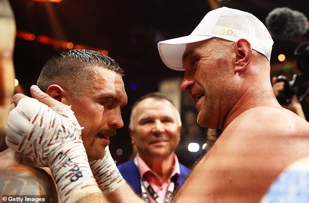 The fighters showed mutual respect after the fight, with Fury hugging Usyk after a grueling fight.