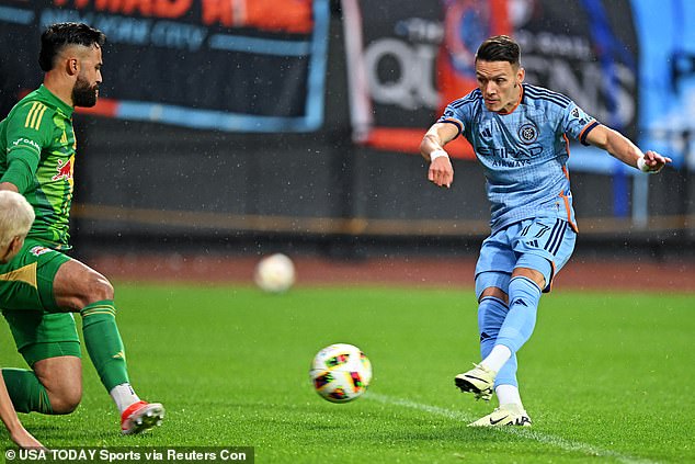 Austrian winger Hannes Wolf's (17) patience in the box bore its first fruits for New York City FC