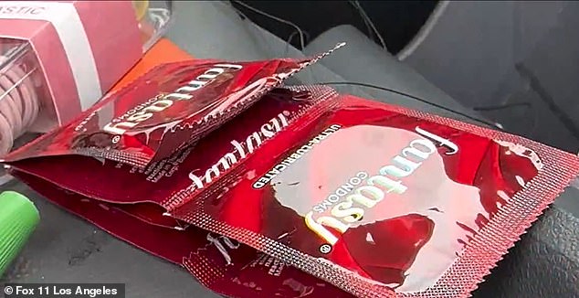 Officers found sealed condoms inside the van.