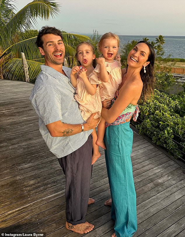 Laura's response has divided her fans, with some expressing agreement while others argued that the reality star had missed the point Butker was making. (Laura appears in the photo of her with her daughters and her partner Matty 'J' Johnson)