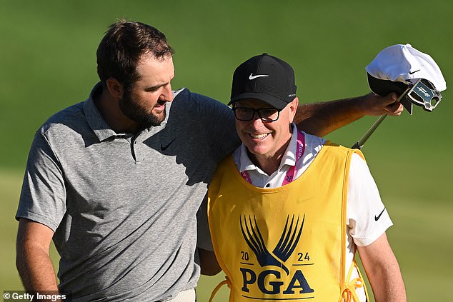 PGA chaplain Brad Payne caddied for the world No. 1 in the third round.