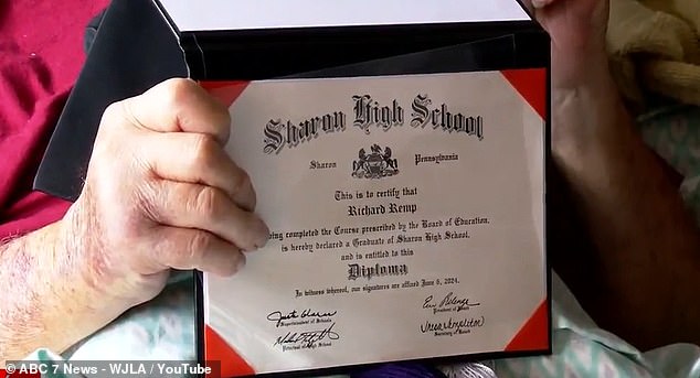 On Friday he was personally presented with the high school diploma that he had longed for all these years and never received.