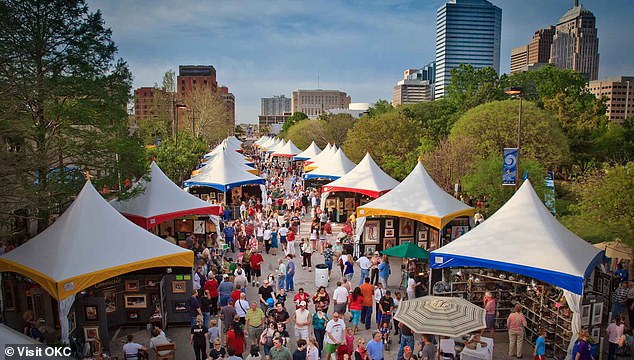 There are many cultural activities in Oklahoma City, including the Arts Festival held each April, above