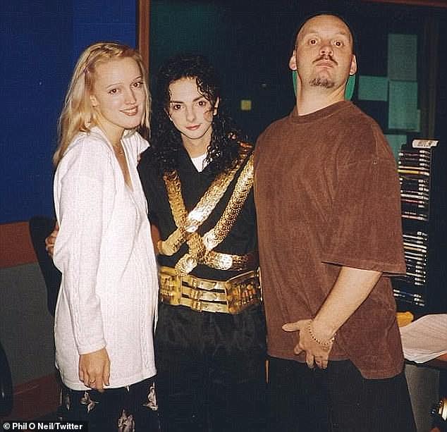 Before meeting Lee, Jackie was briefly married to 'Ugly Phil' O'Neil in the late '90s. Pictured: Jackie, Phil and a Michael Jackson impersonator)