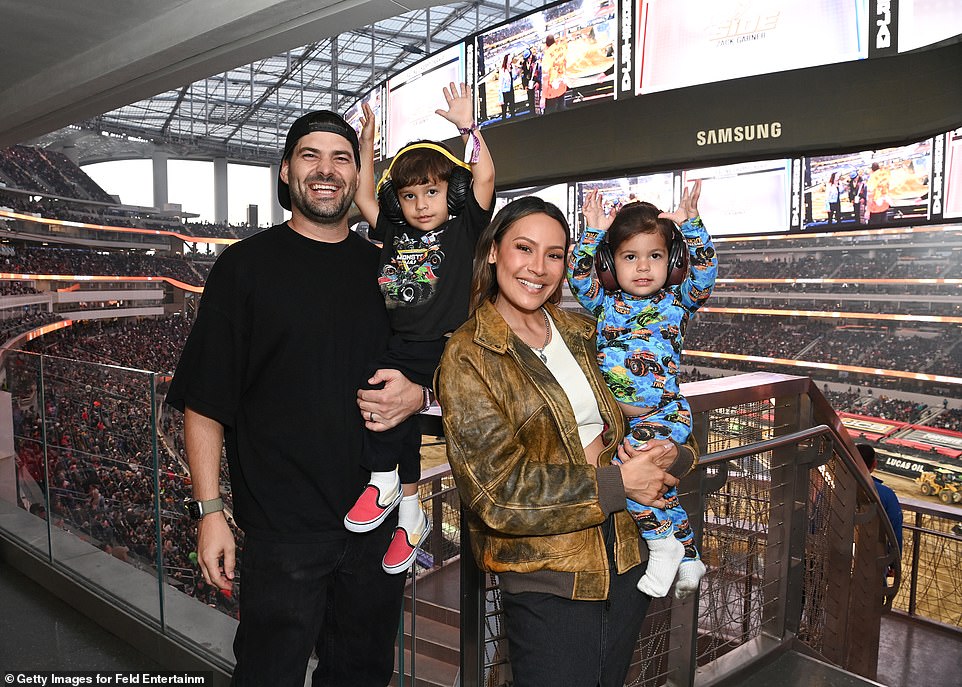 Desi Perkins and her husband Steven showed big smiles as they brought their children Ocean, three, and Harley, one, to the event.