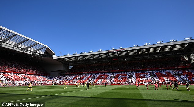 Liverpool fans spelled out the message 'Danke Jurgen YNWA' as the teams prepared for kick-off.