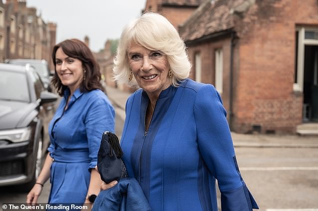 Her Majesty is pictured with Vicki Perrin, host of the podcast and CEO of The Queen's Reading Room.