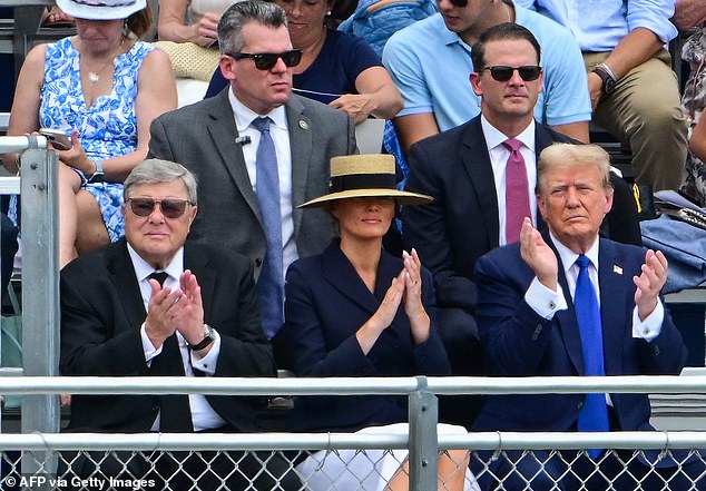 Trump on Friday at his son Barron's high school graduation with former first lady Melania. The court was closed that day so Trump could attend his son's ceremony in Palm Beach, FL.