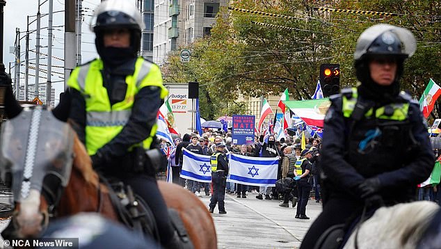 There was a large police presence in Melbourne's CBD for both protests.