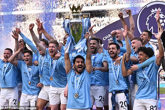 Ilkay Gundogan lifted the trophy as part of his Treble success last season.