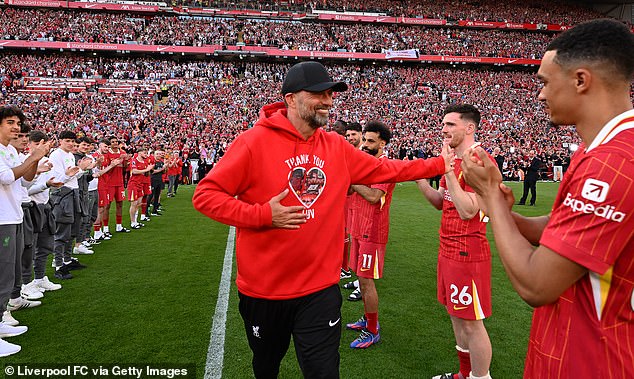 Players and staff stood guard of honor for the German coach after their victory over Wolves