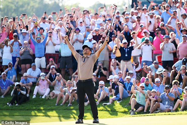 Schauffele holed a six-foot putt on the 18th green to secure victory at the PGA Championship