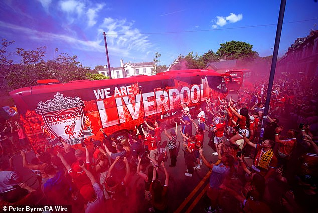 Liverpool fans lined the streets as the team bus headed to Anfield before kick-off.