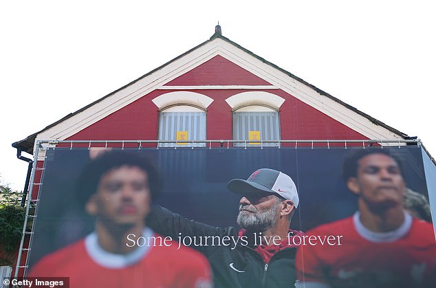 Several banners and murals have been placed over Liverpool in tribute to the current manager.