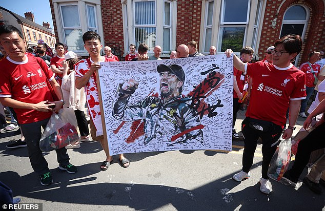 Fans also displayed drawings in support of Klopp in an emotional afternoon for Liverpool fans