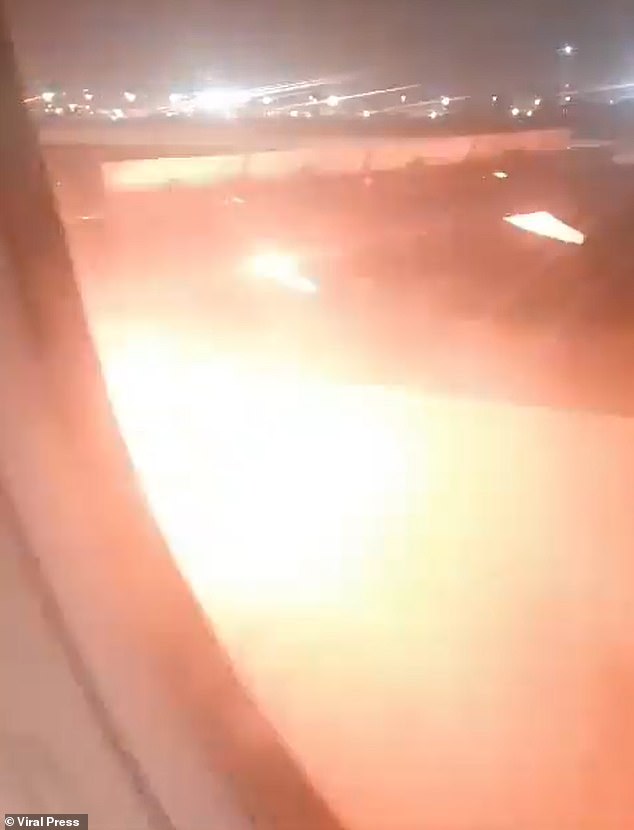 Around 179 passengers, as well as six staff members, were on the flight which took off around 10:50 p.m. on Saturday and was scheduled to take off at 9:45 p.m. The fire was finally extinguished at 11:12 p.m. after airport firefighters responded to the scene.