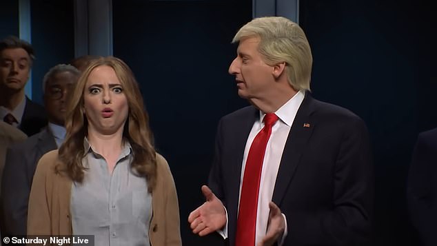 Johnson as Trump with 'Juror 9' played by cast member Sarah Sherman