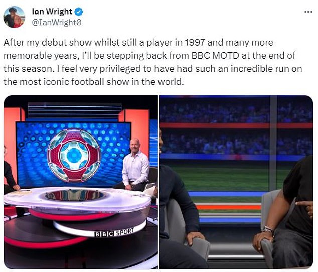 Wright had announced in December that he would be leaving the show at the end of the season.