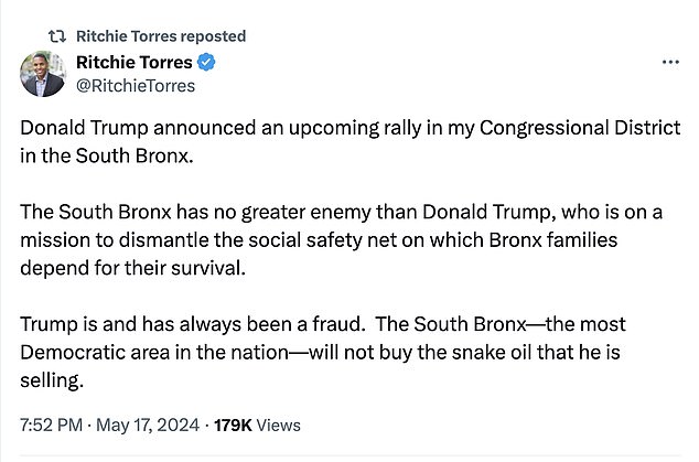 Democratic Congressman Ritchie Torres says the Bronx 