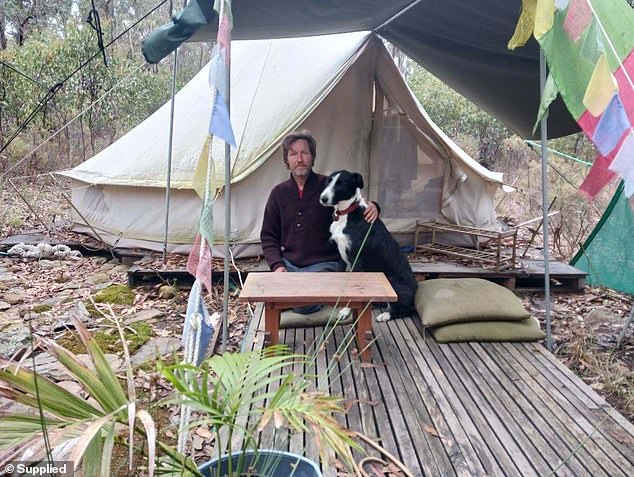 Muller (pictured with his dog Rosco), a landscape gardener and cancer survivor, has created a system of waterways on the land that has allowed wildlife to flourish. The four have been granted a brief stay of execution after the council agreed to hold talks with them, but they are still in custody. 