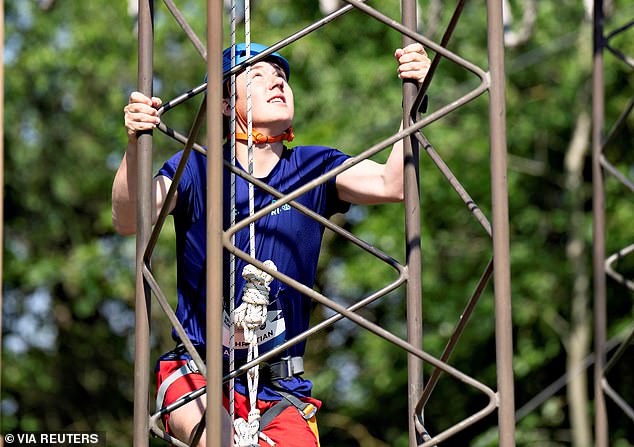 During parts of the event, Prince Christian was also seen climbing obstacles with a helmet on.