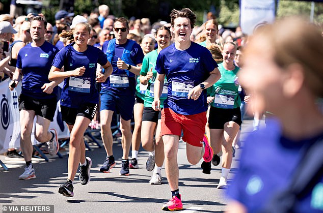 The prince smiled as he enthusiastically participated in the Royal Run, held annually in Denmark.