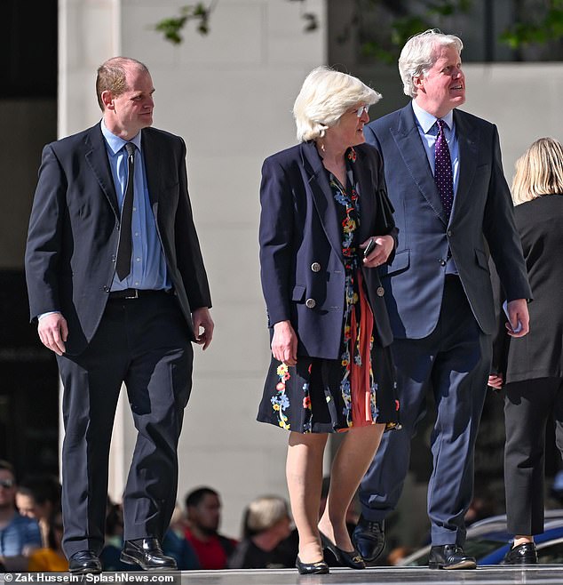 Harry's uncle Earl Spencer and aunt Lady Jane Fellowes arrive at St Paul's in London on May 8.