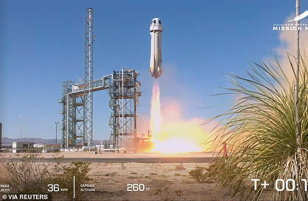 The crew took off at 9:35 a.m. CT from the Blue Origin launch site near Van Horn, Texas.