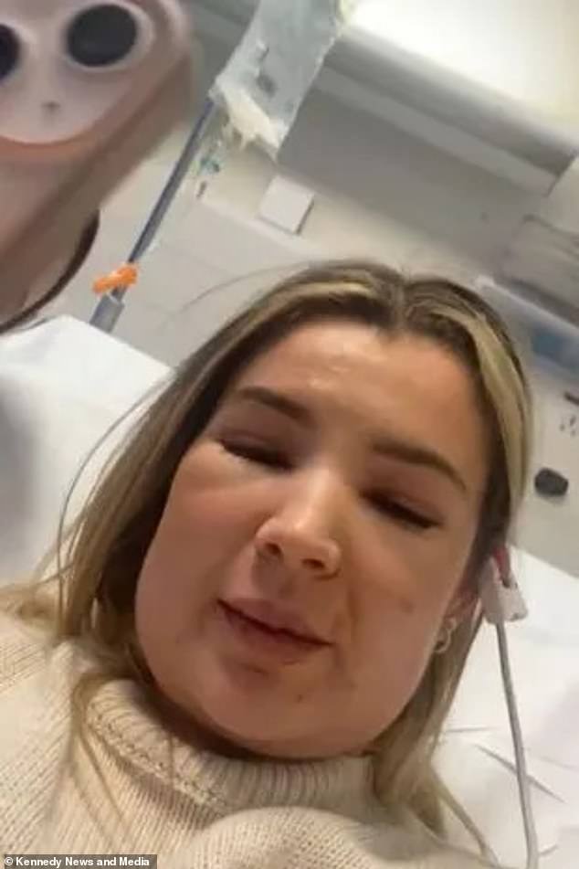 She revealed that she didn't go out for days after the incident because she was afraid her face wouldn't return to normal (pictured: Shaunna in hospital).