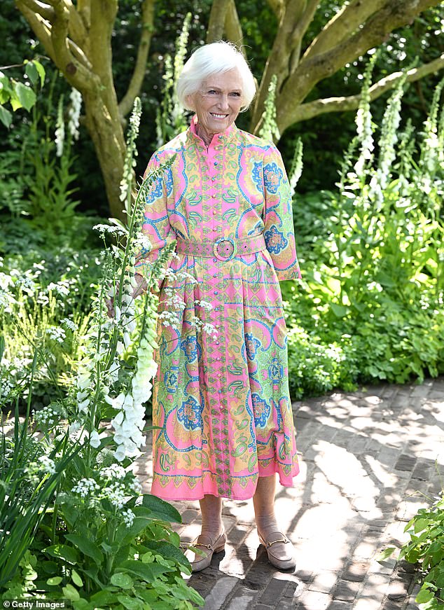 Dame Mary Berry (pictured) was another high-profile guest who cut a sophisticated figure on the opening day of the Chelsea Flower Show.