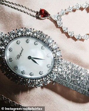 Among her expensive accessories was a diamond-encrusted Chopard watch.