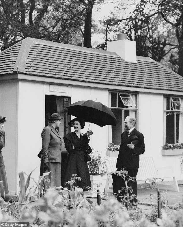 Queen Elizabeth, shortly after her accession, visits the Chelsea Flower Show in 1952.