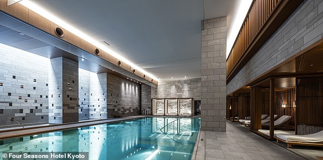 In the underground spa and gym area, there is a 65-foot (20 m) heated pool