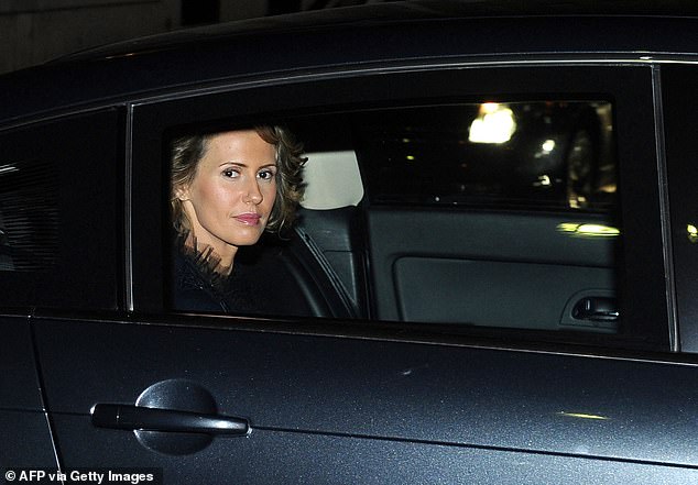 Syrian first lady Asma al-Assad seen in a car in Paris on December 10, 2010.