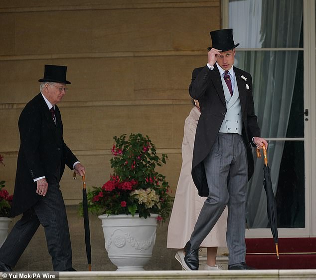 Prince William opted for a classic top hat and tails look to represent his father at the event.