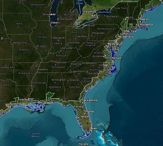 Data from the National Oceanic and Atmospheric Administration shows that an excess of two feet in sea level would submerge many of America's coastal cities, including Miami, New York and New Orleans.