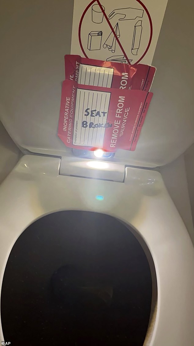 The 14-year-old teen entered the bathroom and saw red stickers on the bottom of the toilet seat lid that read: 