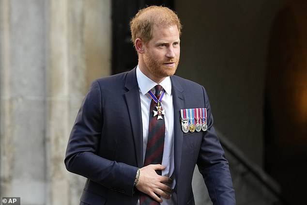 The Duke of Sussex is reportedly still devastated by the withdrawal of his taxpayer-funded guarantee. Pictured: Harry leaves the Invictus Games 10th anniversary thanksgiving service at St Paul's Cathedral in London on May 8.