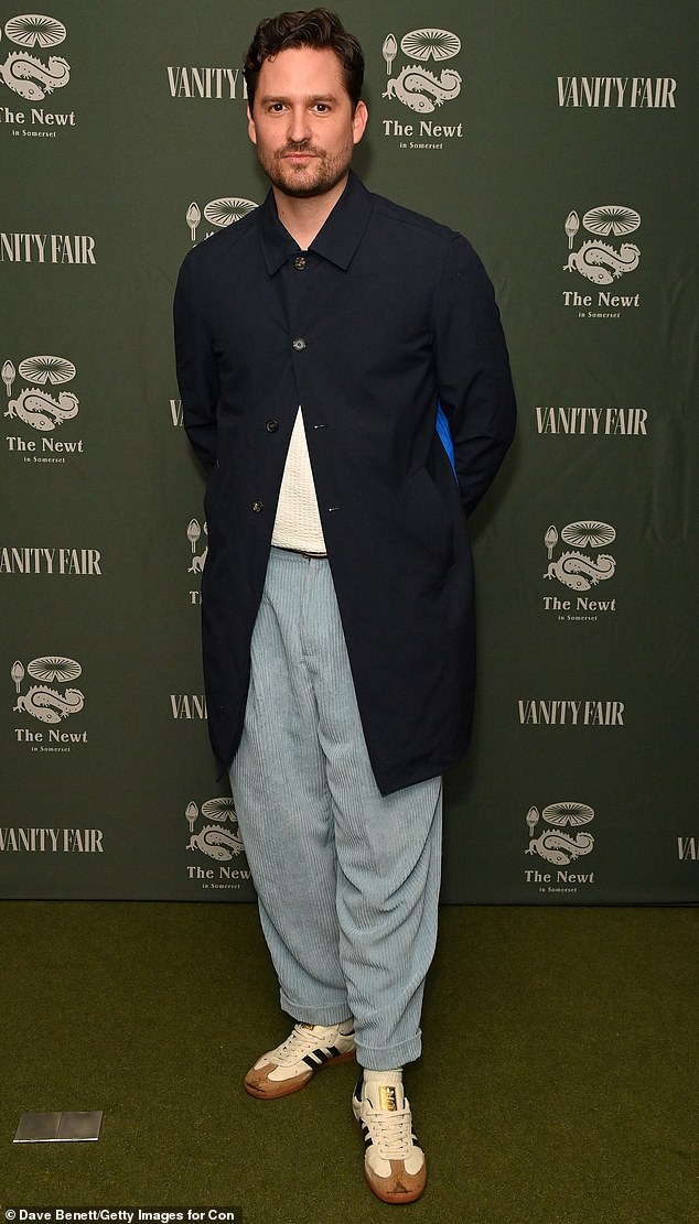 English actor Ben Aldridge, 38, also attended the event and cut a smart-casual figure in a black button-down shirt, a white T-shirt and a pair of blue corduroy pants.