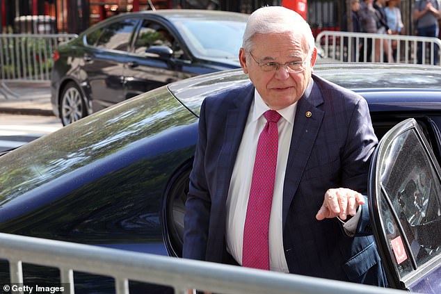 Senator Robert Menendez (D-NJ) arrives at the federal courthouse on May 21