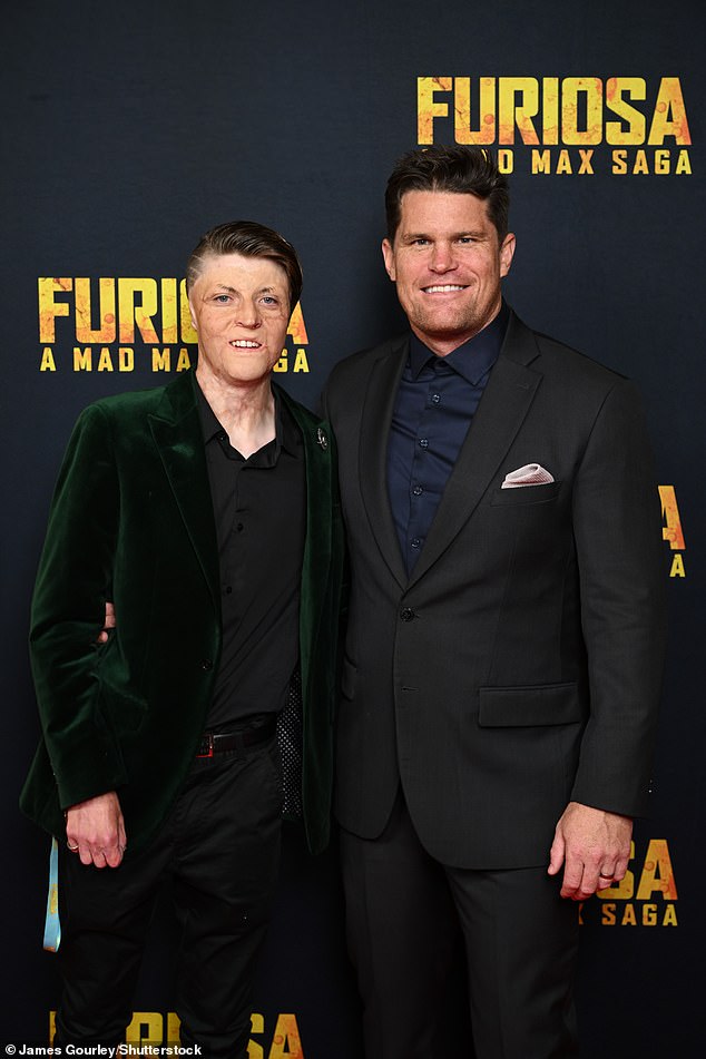 The teenager (pictured left) walked the red carpet at the premiere of the hit film in Sydney earlier this month (pictured right, Australian actor Mark Wales).