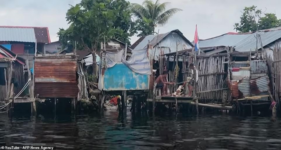 The small outcrop, measuring about 1,300 feet by 500 feet, is home to around 2,000 people and in one scene the camera pans to show how many houses are built on stilts due to constant flooding.