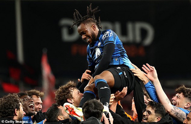 Lookman was cheered by his players as they tossed him into the air after the game.